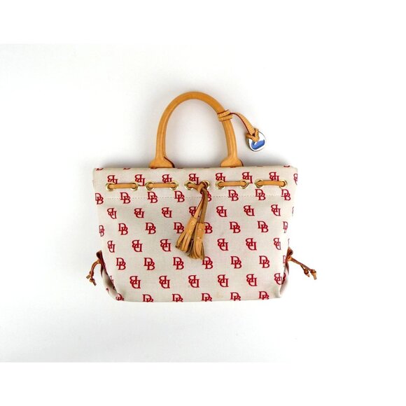 Dooney & Bourke Chalk Red Canvas & Leather Small Tote - Picture 1 of 15